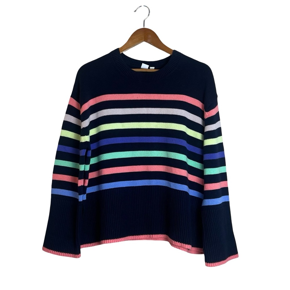 Gap drop shoulder navy multi striped sweater. Size medium